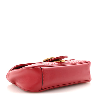 Gucci Calfskin Matelasse Mini GG Marmont Shoulder Bag Hibiscus Red 4 of 10