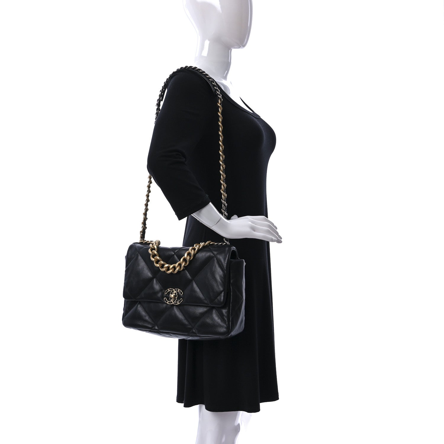 Chanel Lambskin Quilted Large Chanel 19 Flap Black 2 of 9