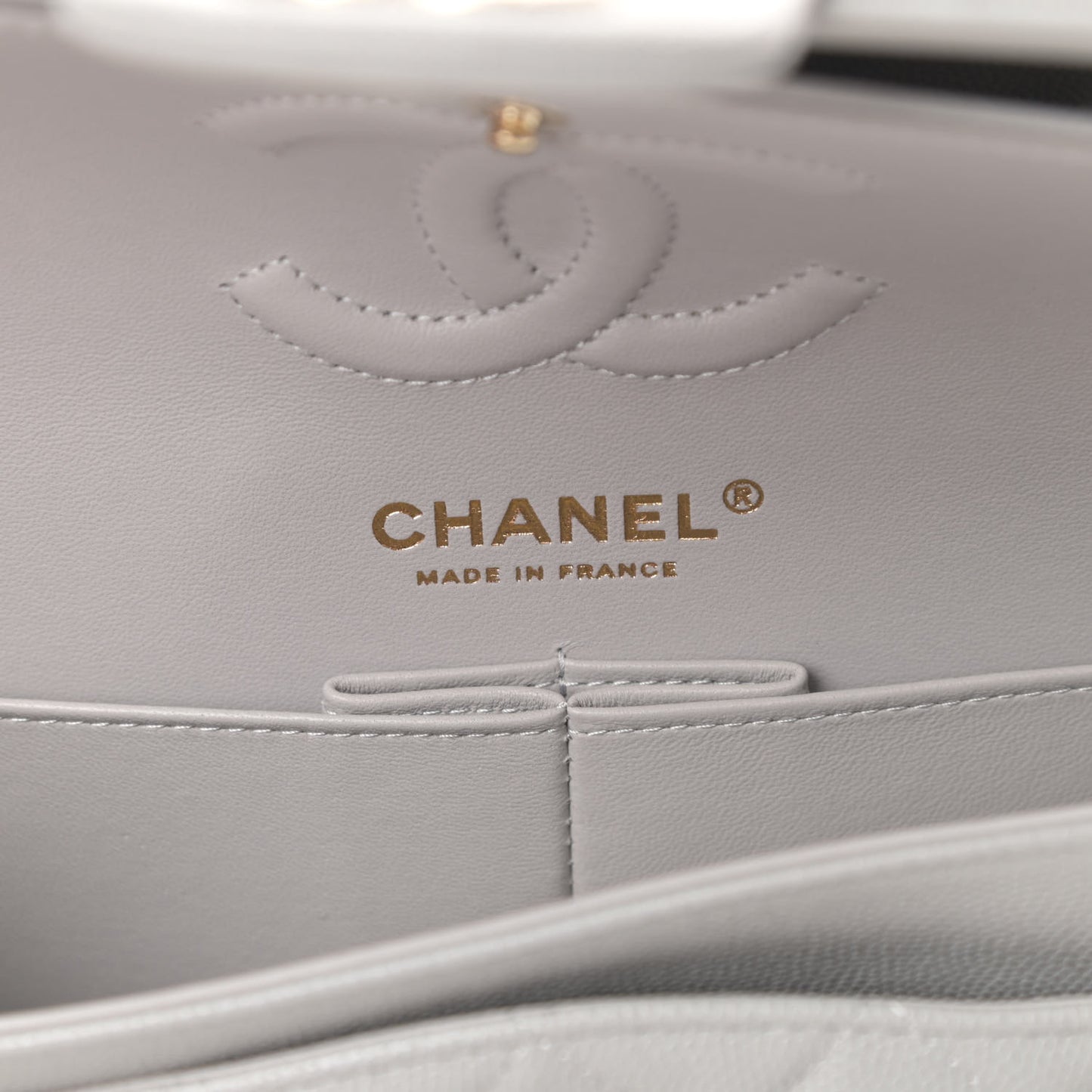 Caviar Quilted Small Double Flap Grey