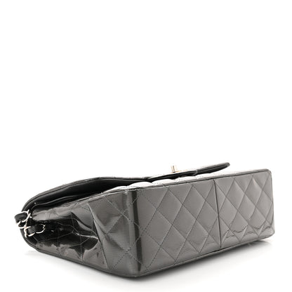 Chanel Striated Patent Quilted Jumbo Double Flap Grey 4 of 13