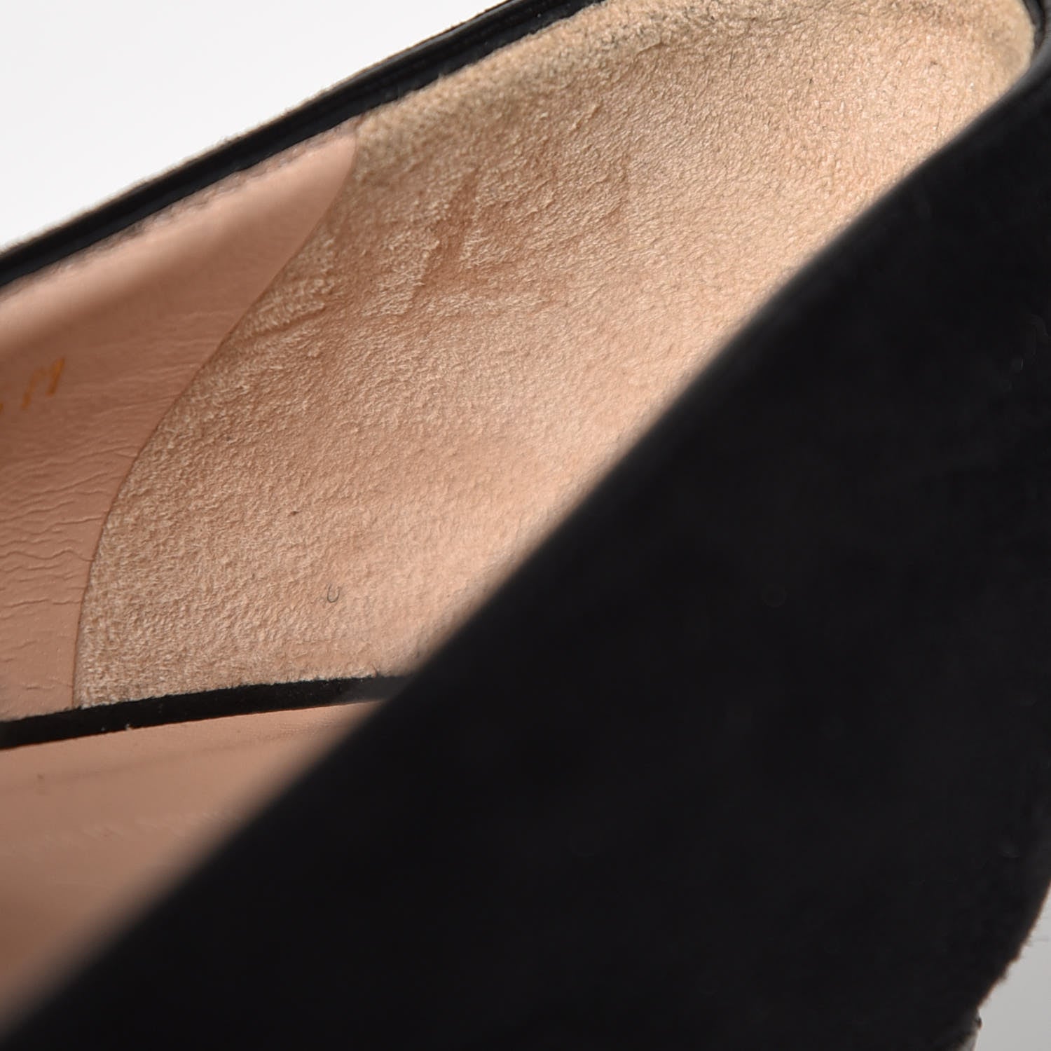 Gucci Kid Scamosciato GG Marmont Fringe 50mm Loafer Pumps 37.5 Black 11 of 14