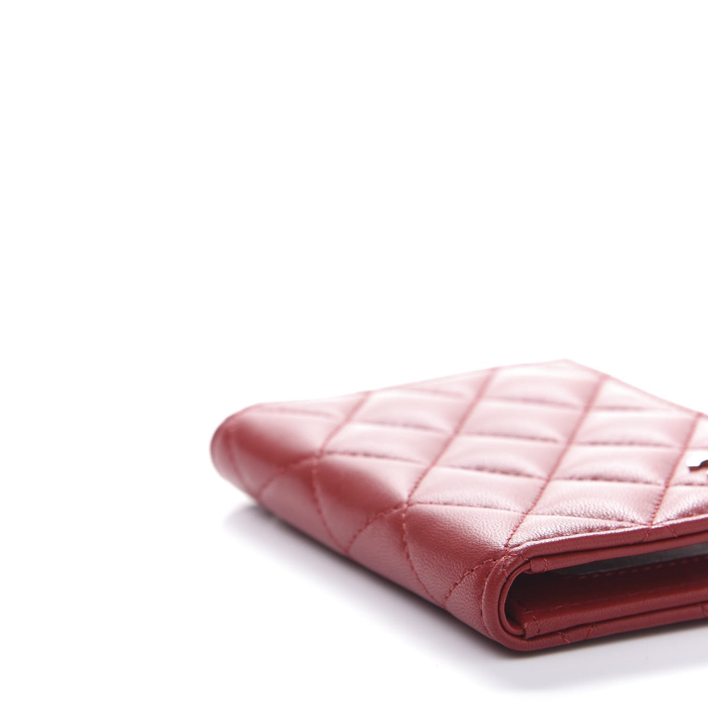 Lambskin Quilted Card Holder Wallet Red