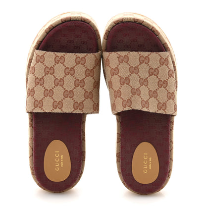 Gucci Canvas GG Monogram Angelina Platform Slide Sandals 39 Beige Ruggine 2 of 9