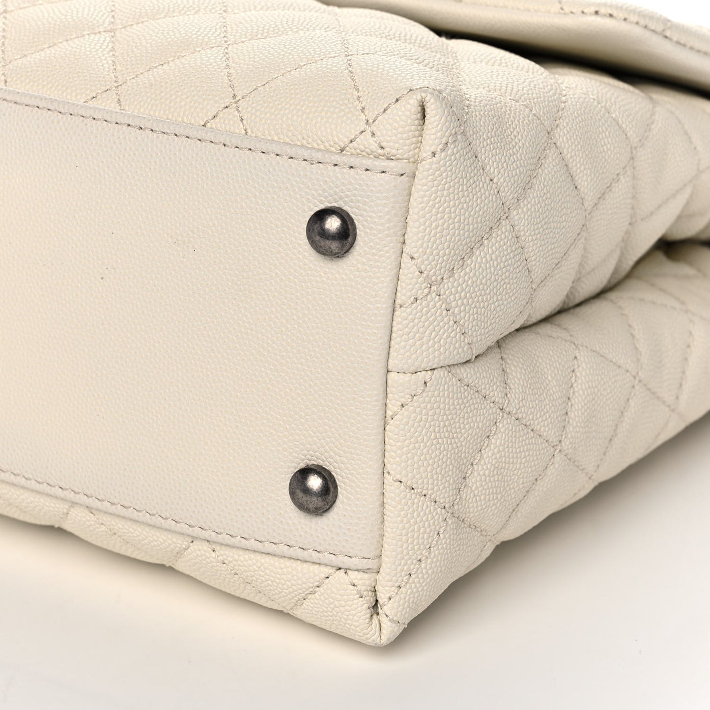 Caviar Lizard Quilted Medium Coco Handle Flap White