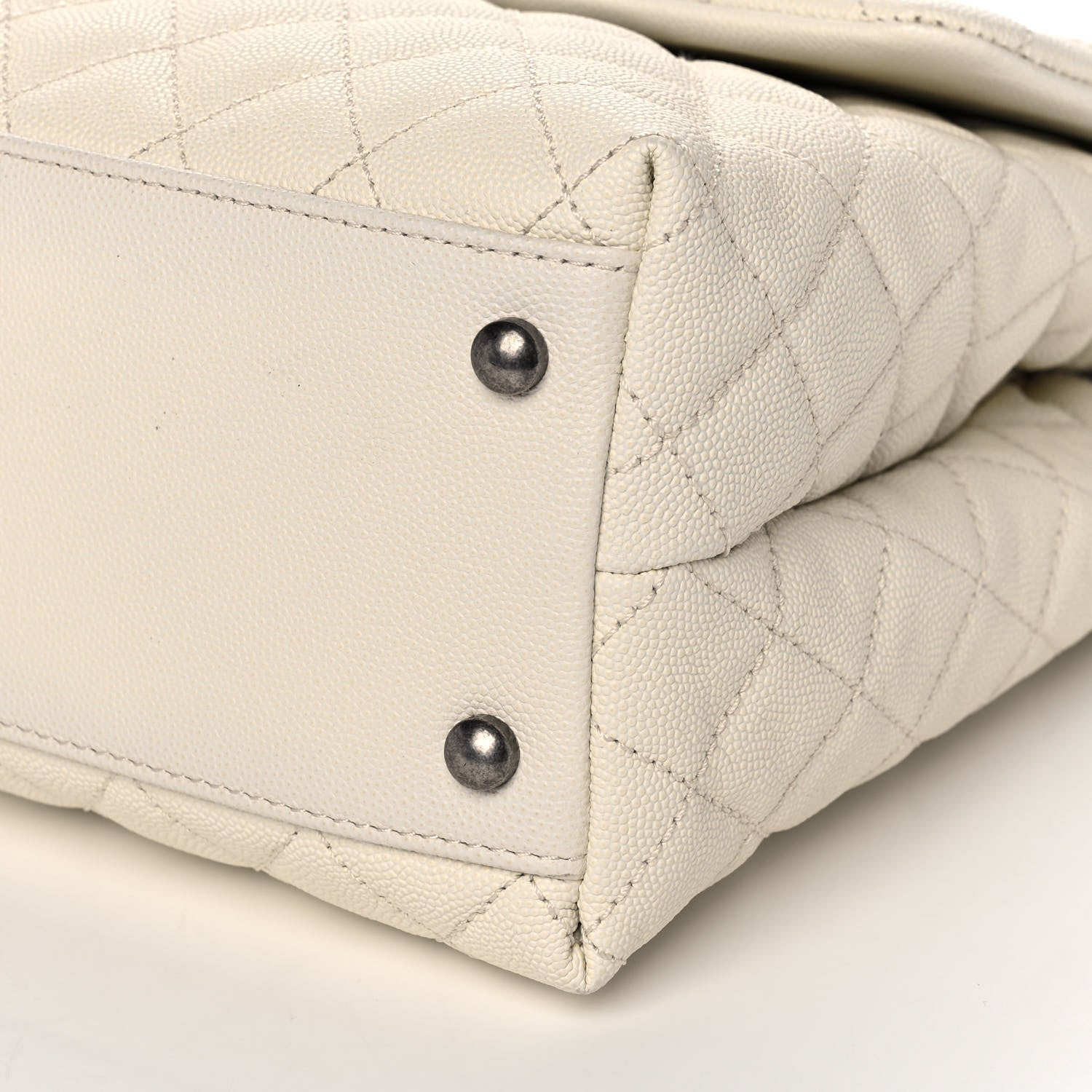 Chanel Caviar Lizard Quilted Medium Coco Handle Flap White 10 of 12