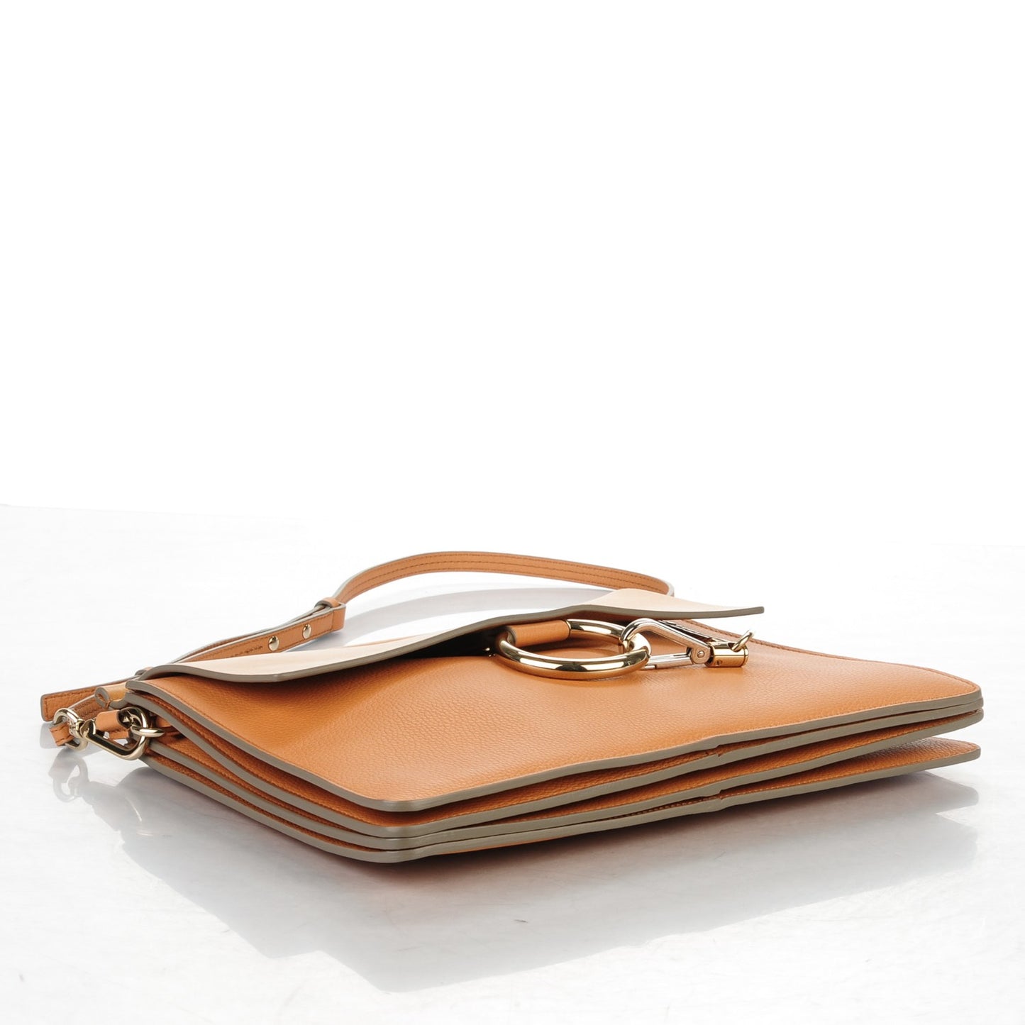 Grained Calfskin Smooth Lambskin Medium Faye Shoulder Bag Milky Coffee