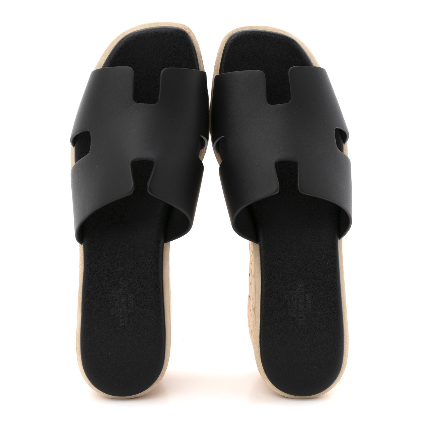 Calfskin Cork Eze 30 Sandals 38 Black