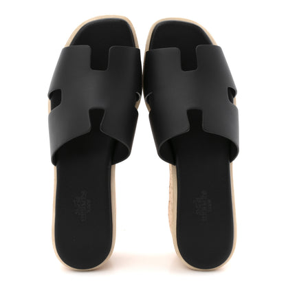 Hermes Calfskin Cork Eze 30 Sandals 38 Black 2 of 11