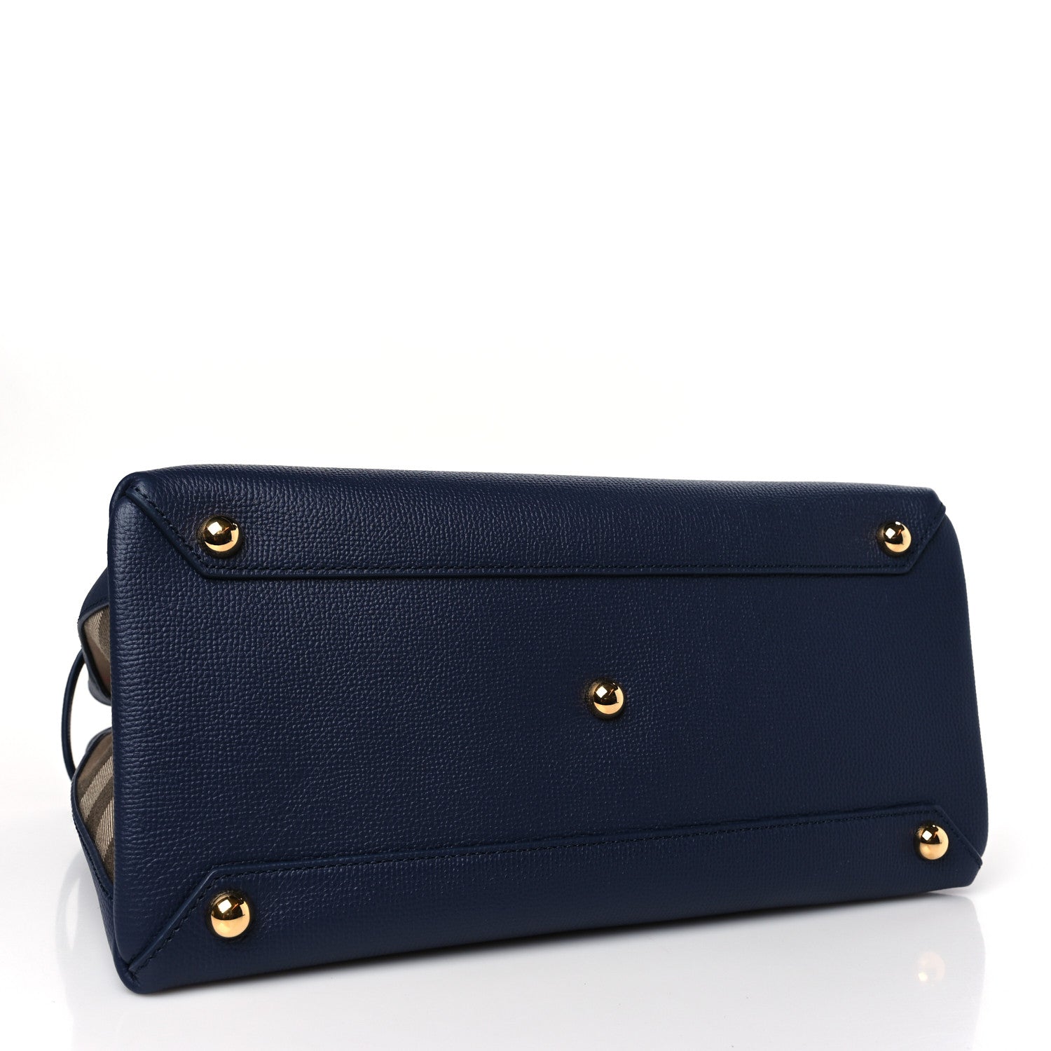 Burberry Derby Calfskin Vintage Check Medium Banner Tote Regency Blue 4 of 8