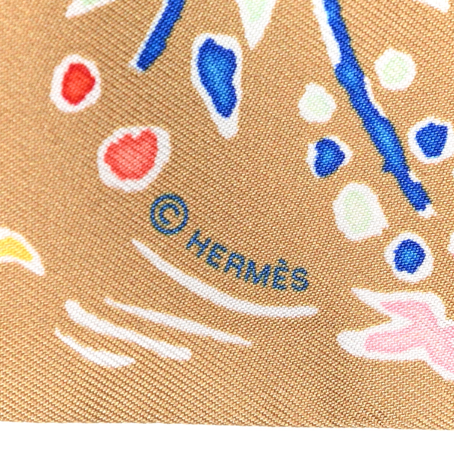 Hermes Silk Isola Di Primavera Twilly Camel Bleu Vif Fuchsia 4 of 5
