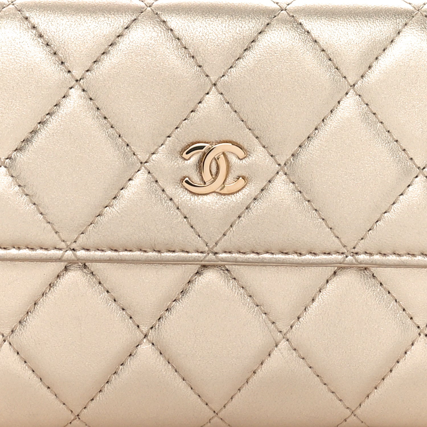 Chanel Metallic Lambskin Quilted Large Gusset Flap Wallet Gold 9 of 11