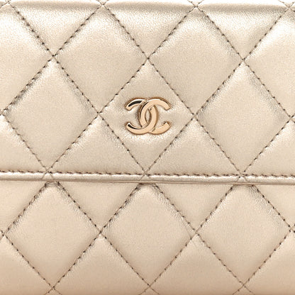 Chanel Metallic Lambskin Quilted Large Gusset Flap Wallet Gold 9 of 11