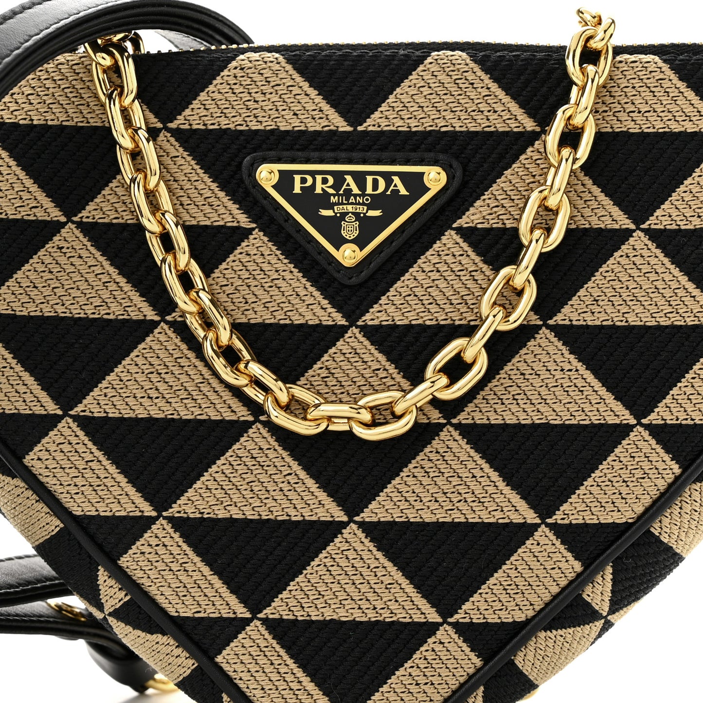 Jacquard Triangolo Symbole Embroidered Mini Triangle Bag Black Corda