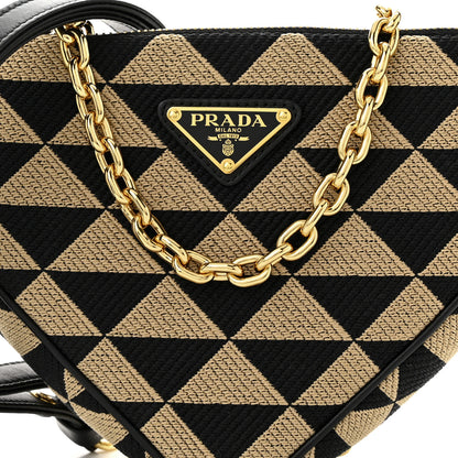 Prada Jacquard Triangolo Symbole Embroidered Mini Triangle Bag Black Corda 8 of 10