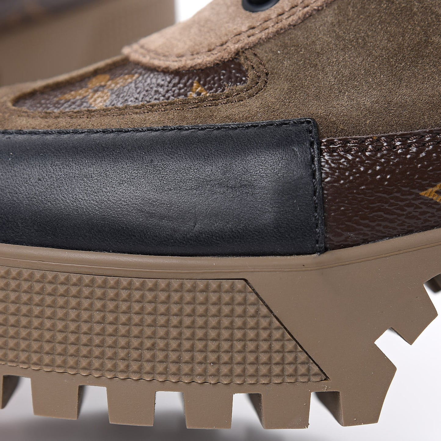 Suede Calfskin Monogram Laureate Platform Desert Boots 39 Taupe
