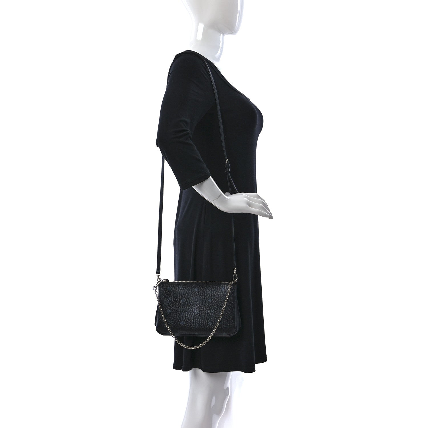 MCM Visetos Medium Millie Chain Crossbody Bag Black 2 of 9