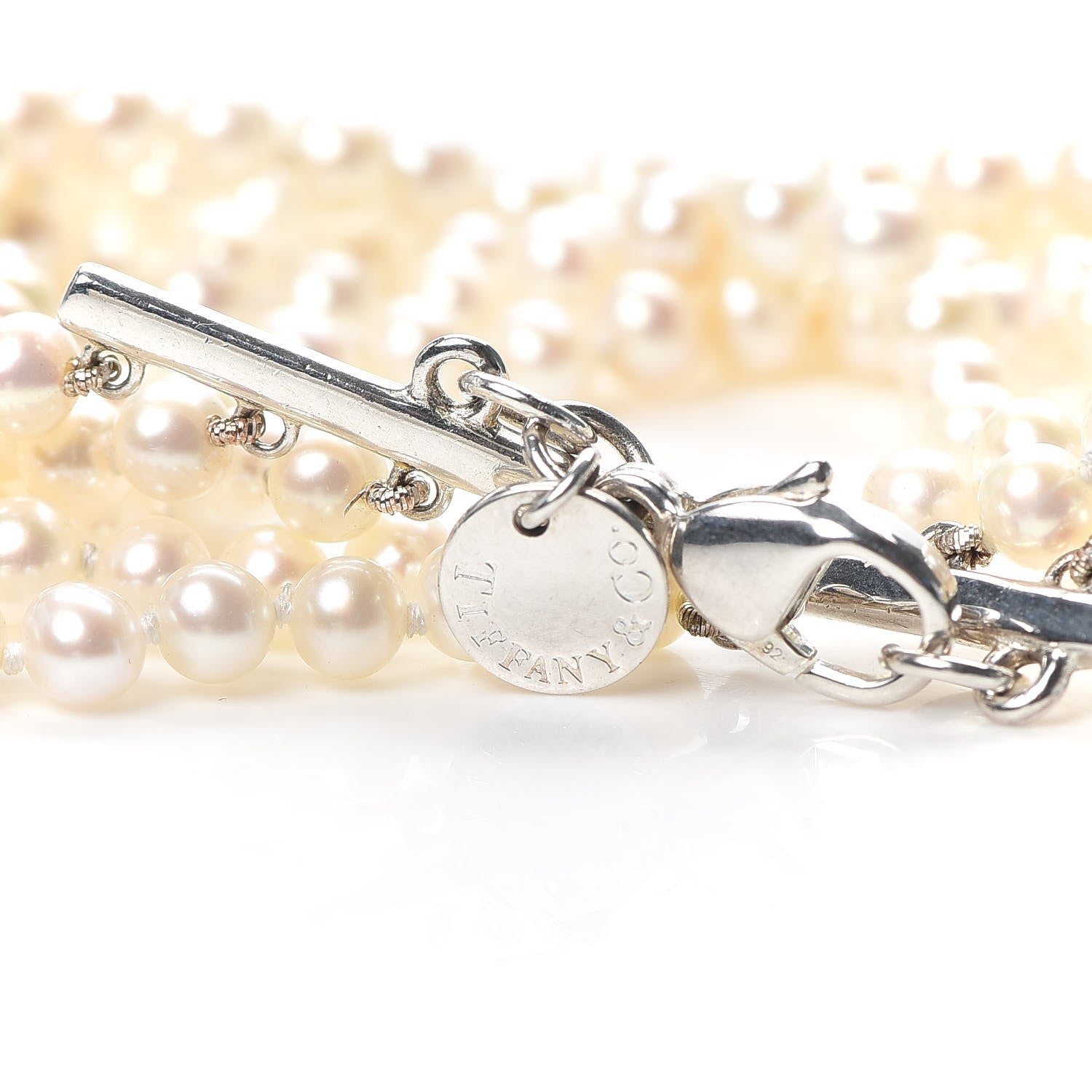 Tiffany Sterling Silver Pearl 4.5mm Ziegfeld 5 Strand Bracelet 4 of 5