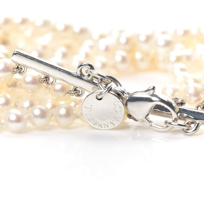 Tiffany Sterling Silver Pearl 4.5mm Ziegfeld 5 Strand Bracelet 4 of 5