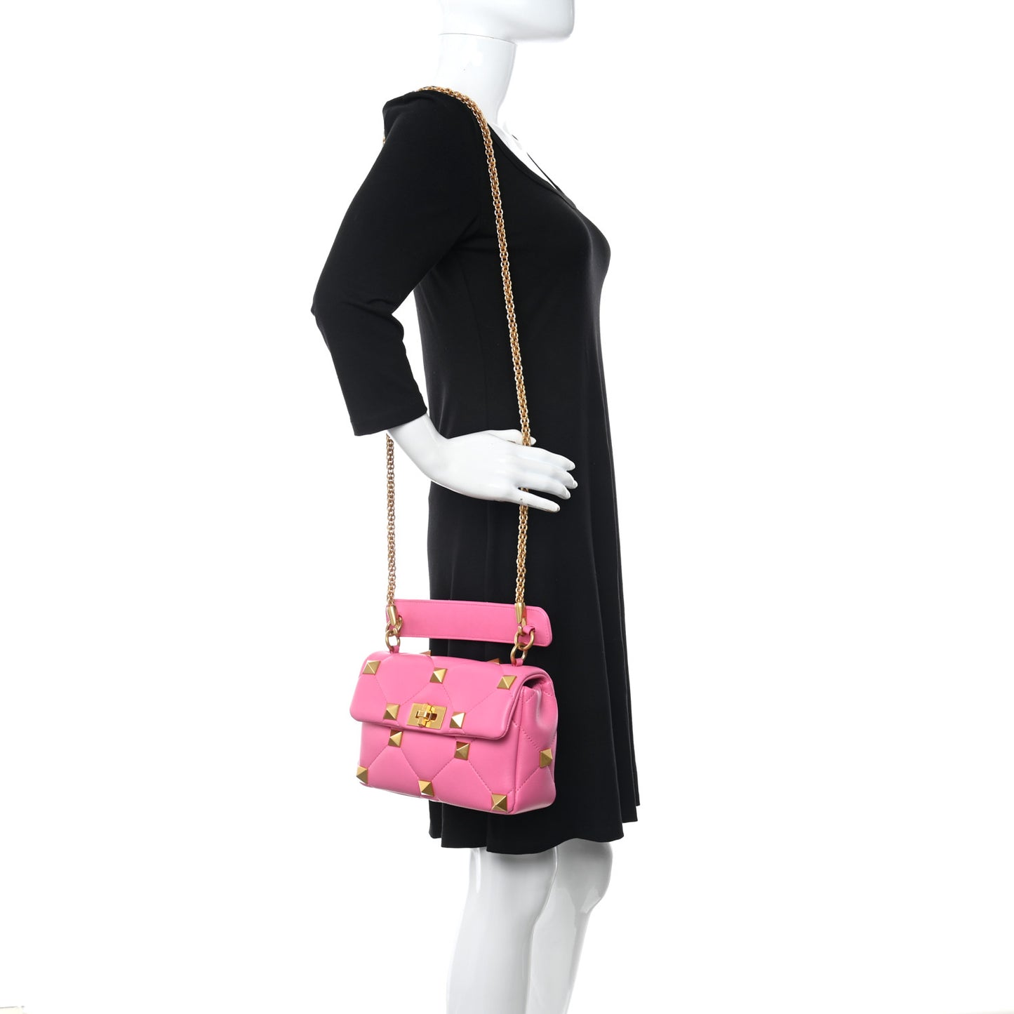 Nappa Medium Roman Stud Shoulder Bag Feminine Pink