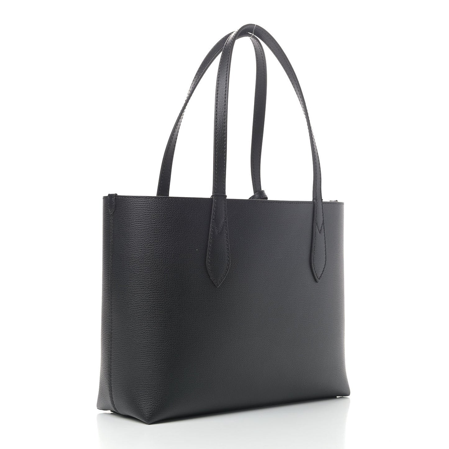 Grainy Calfskin Haymarket Check Medium Reversible Tote Black