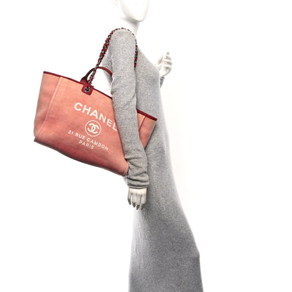 Chanel Canvas Large Deauville Tote Red 2 of 11