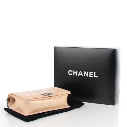 Chanel Patent Goatskin Quilted New Medium Boy Flap Beige Clair 9 of 9