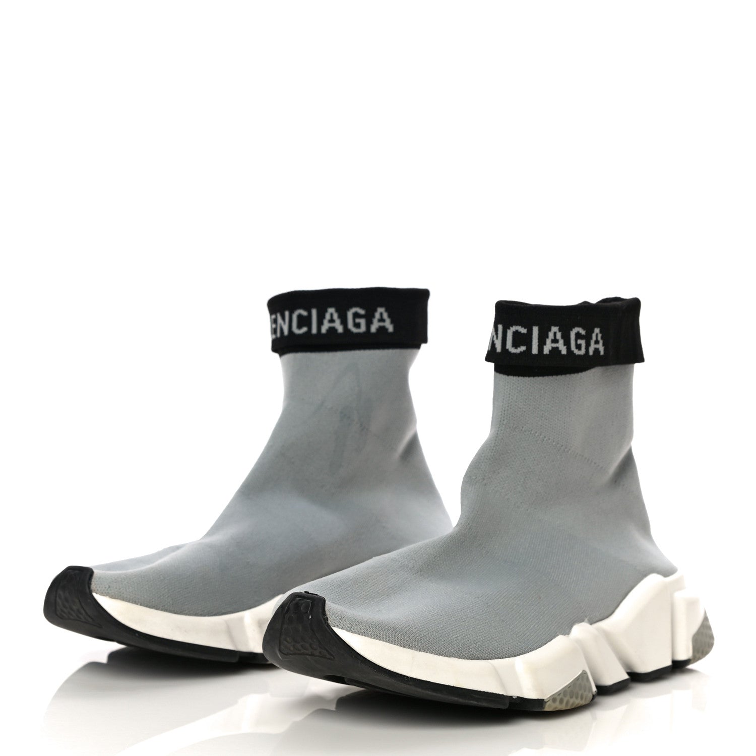 Balenciaga Neoprene Knit Womens Speed Cuffed Sneakers 39 Grey 3 of 9
