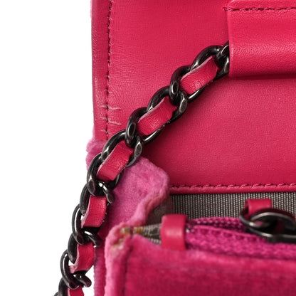 Chanel Velvet Quilted Boy Wallet On Chain WOC Fuchsia 8 of 14