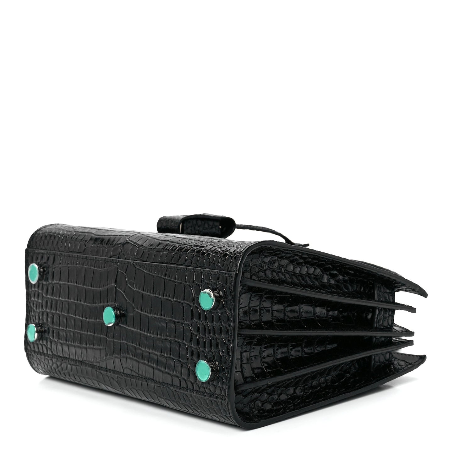 Calfskin Crocodile Embossed Nano Sac De Jour Black