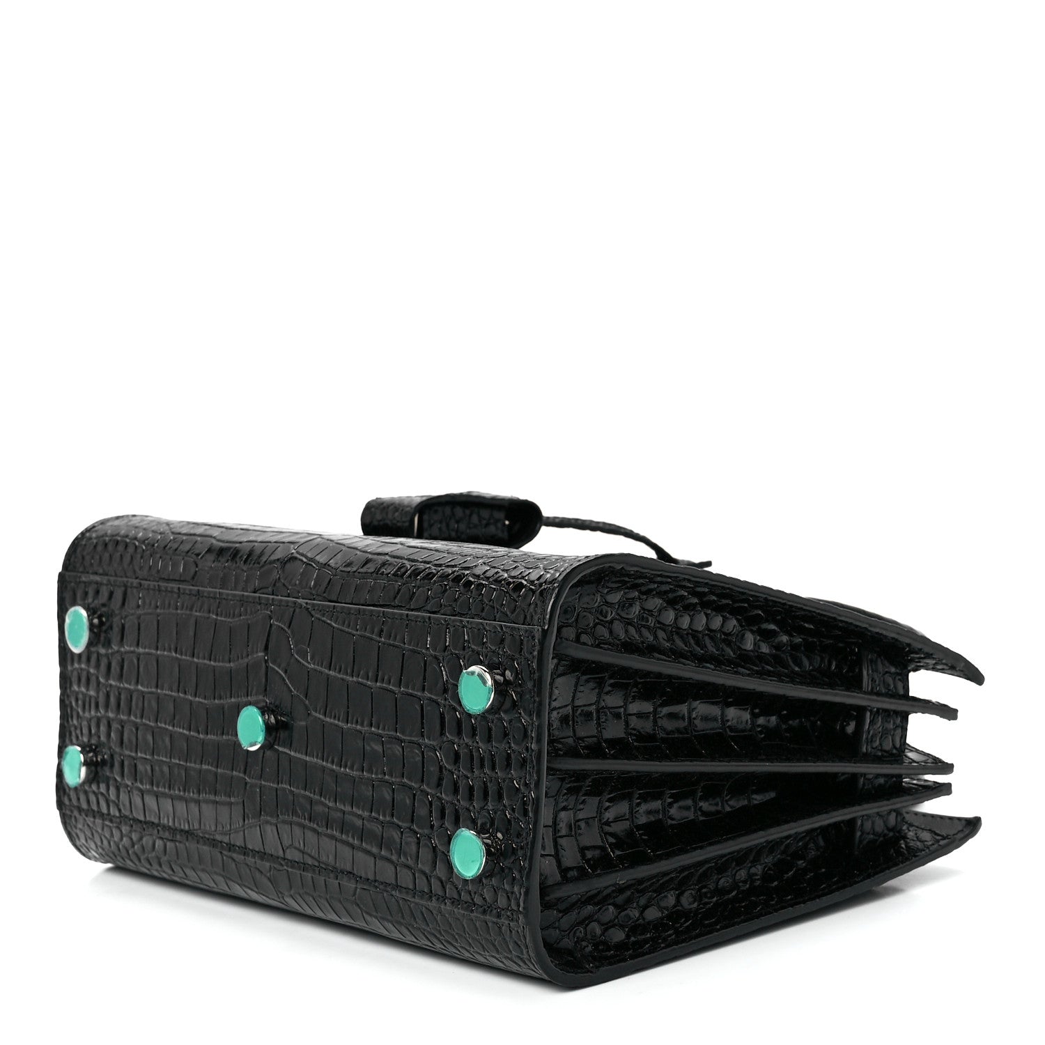 Saint Laurent Calfskin Crocodile Embossed Nano Sac De Jour Black 10 of 12