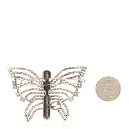 Gucci Crystal Interlocking GG Butterfly Brooch Silver 2 of 3