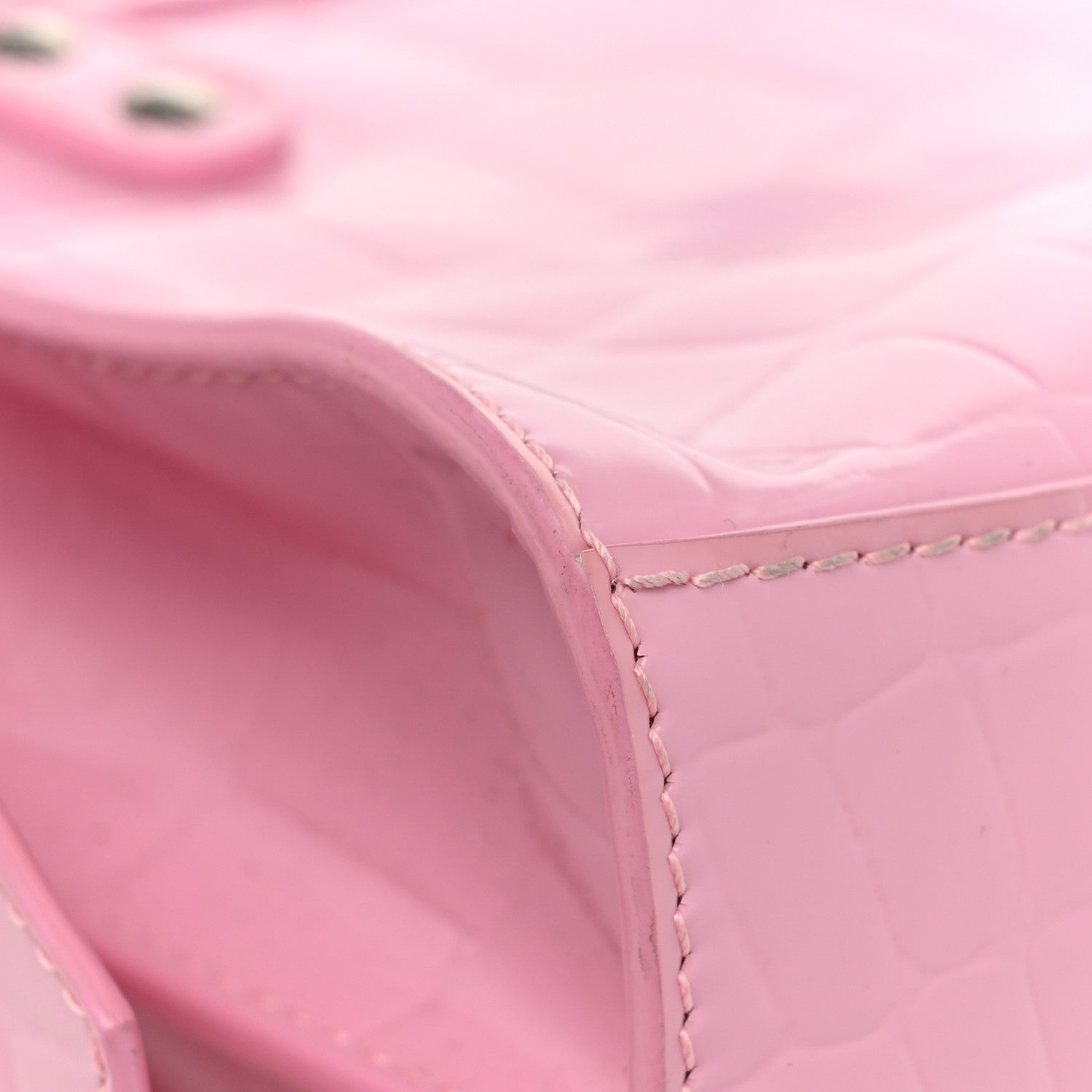 Balenciaga Semi Shiny Calfskin Crocodile Embossed Neo Classic Silver Hardware Mini City Pink 12 of 16
