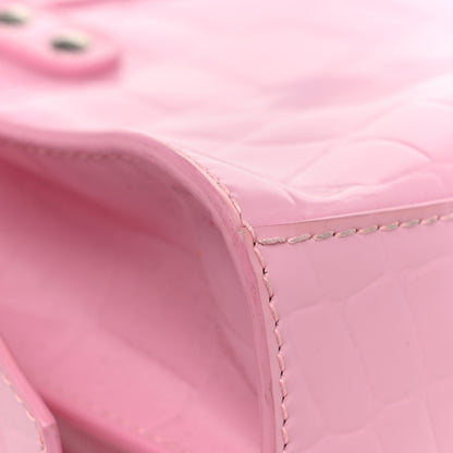 Balenciaga Semi Shiny Calfskin Crocodile Embossed Neo Classic Silver Hardware Mini City Pink 12 of 16
