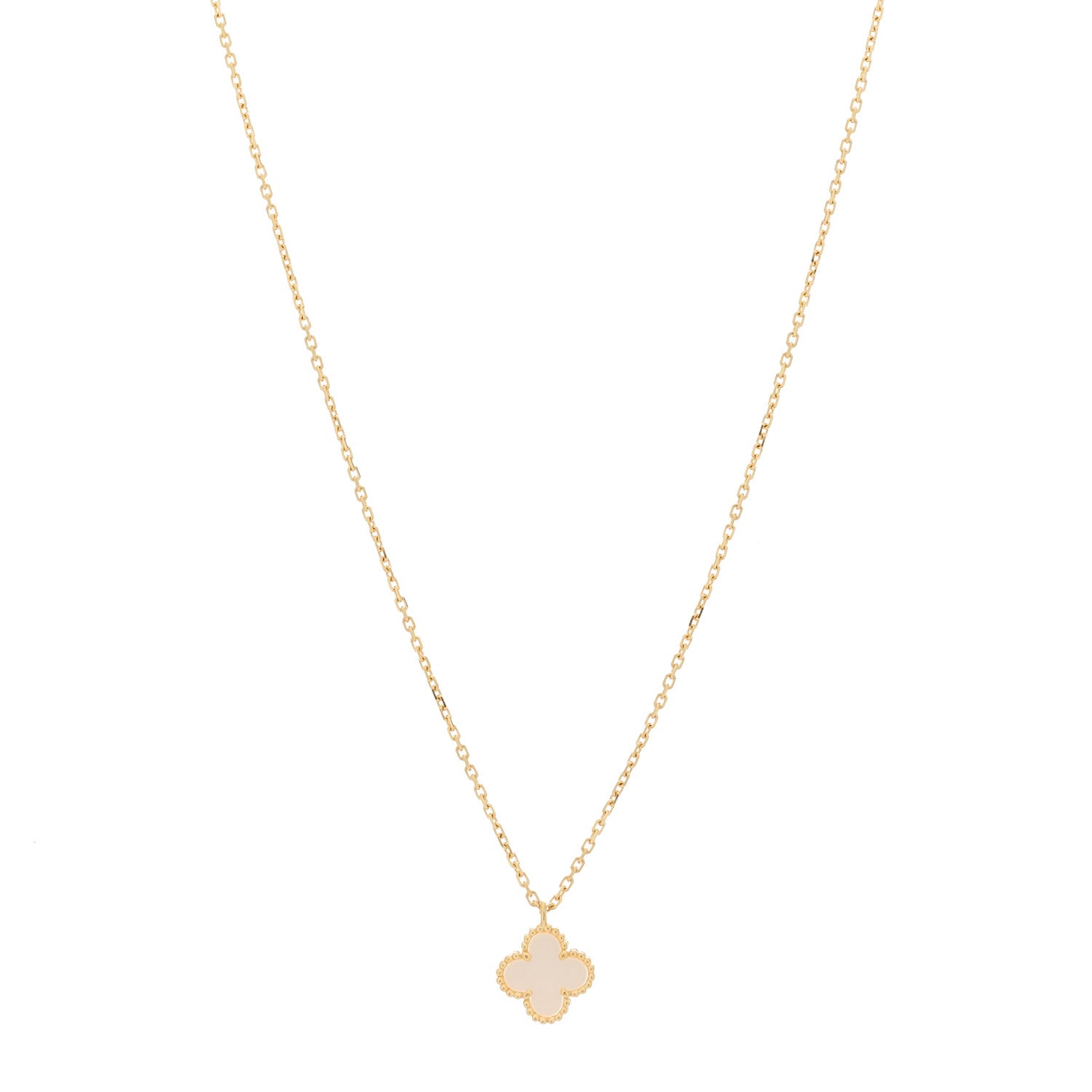 Van Cleef & Arpels 18K Yellow Gold Mother of Pearl Sweet Alhambra Pendant Necklace 1 of 5