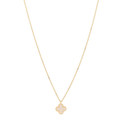 Van Cleef & Arpels 18K Yellow Gold Mother of Pearl Sweet Alhambra Pendant Necklace 1 of 5