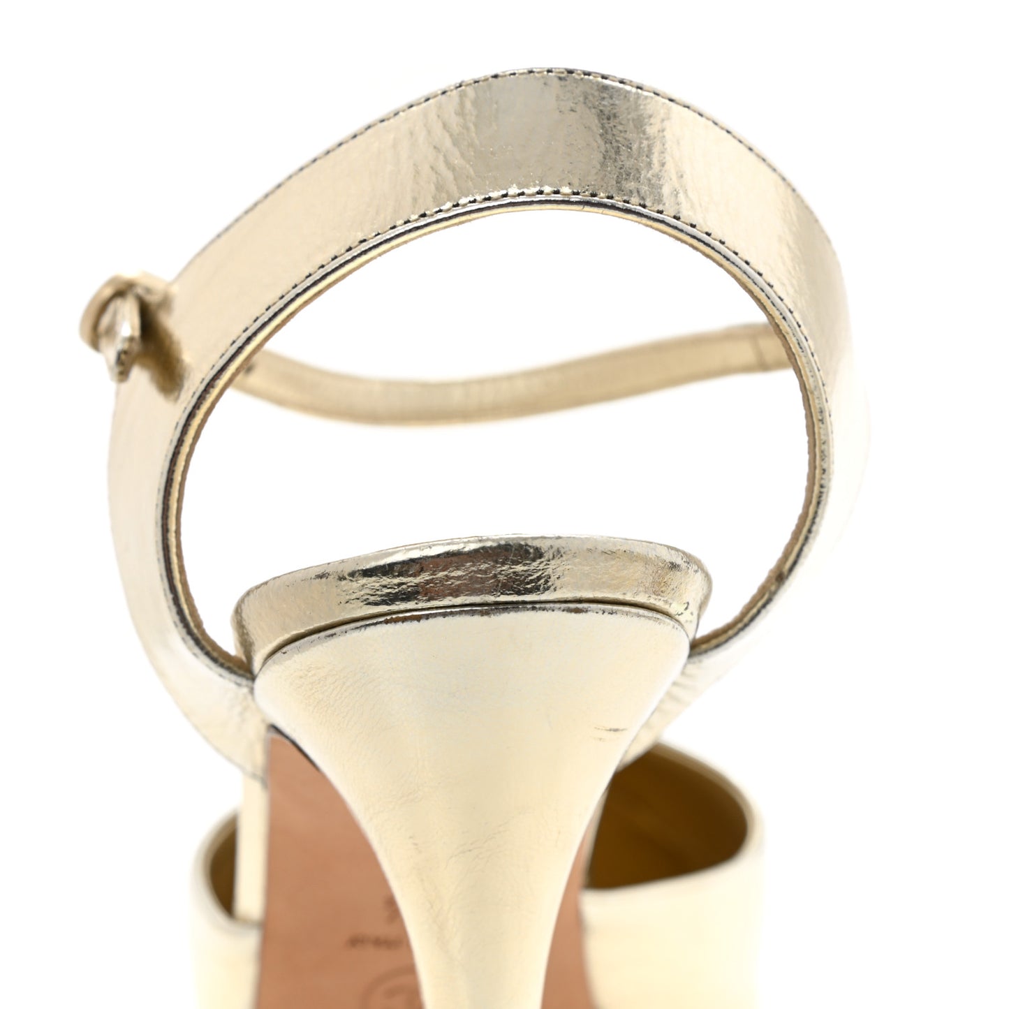Laminated Lambskin CC Pumps 40.5 Gold