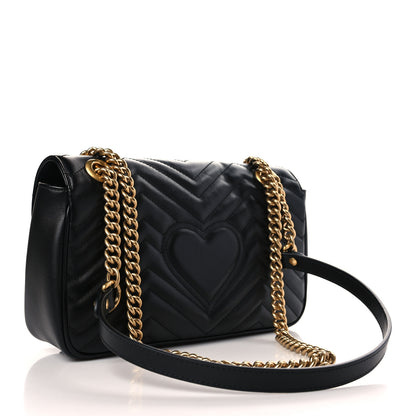 Gucci Calfskin Matelasse Small GG Marmont Shoulder Bag Black 3 of 9
