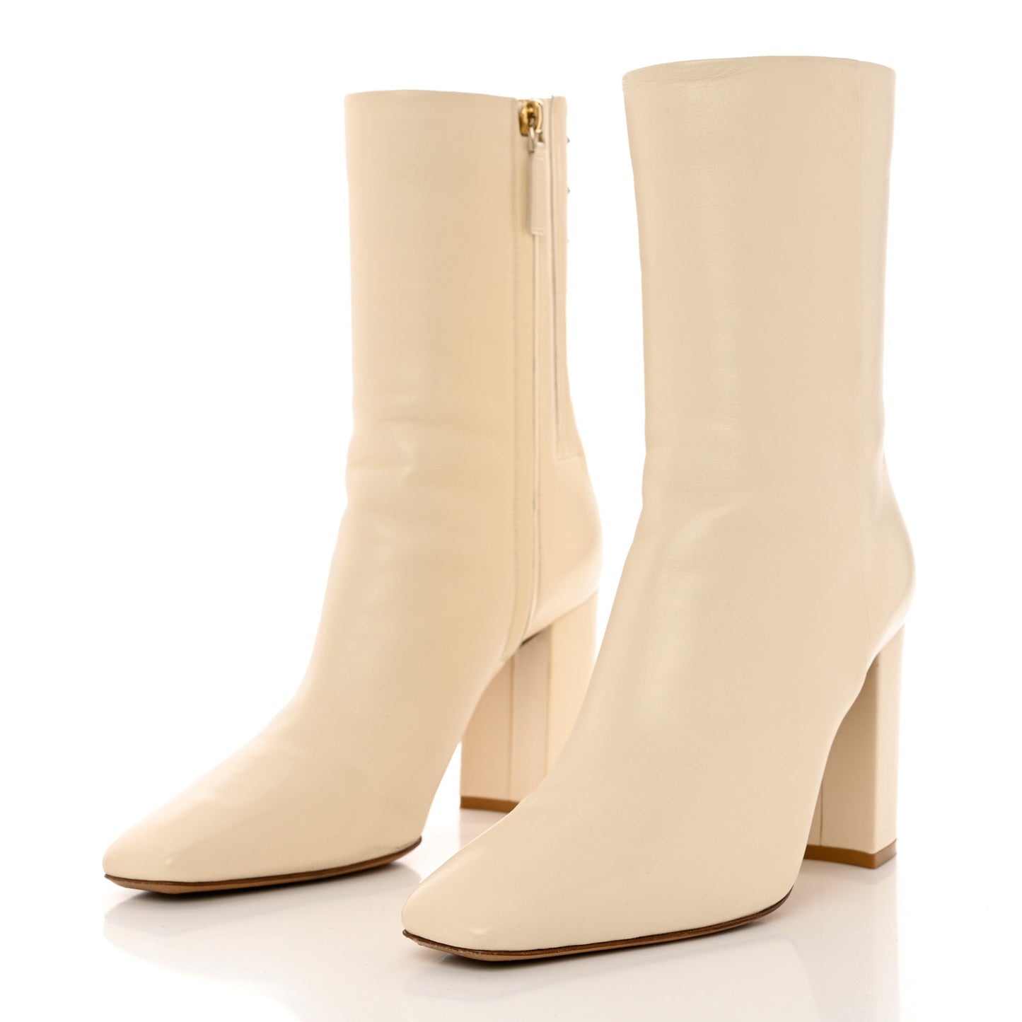 Calfskin Rockstud 90mm Ankle Boots 40 Light Ivory