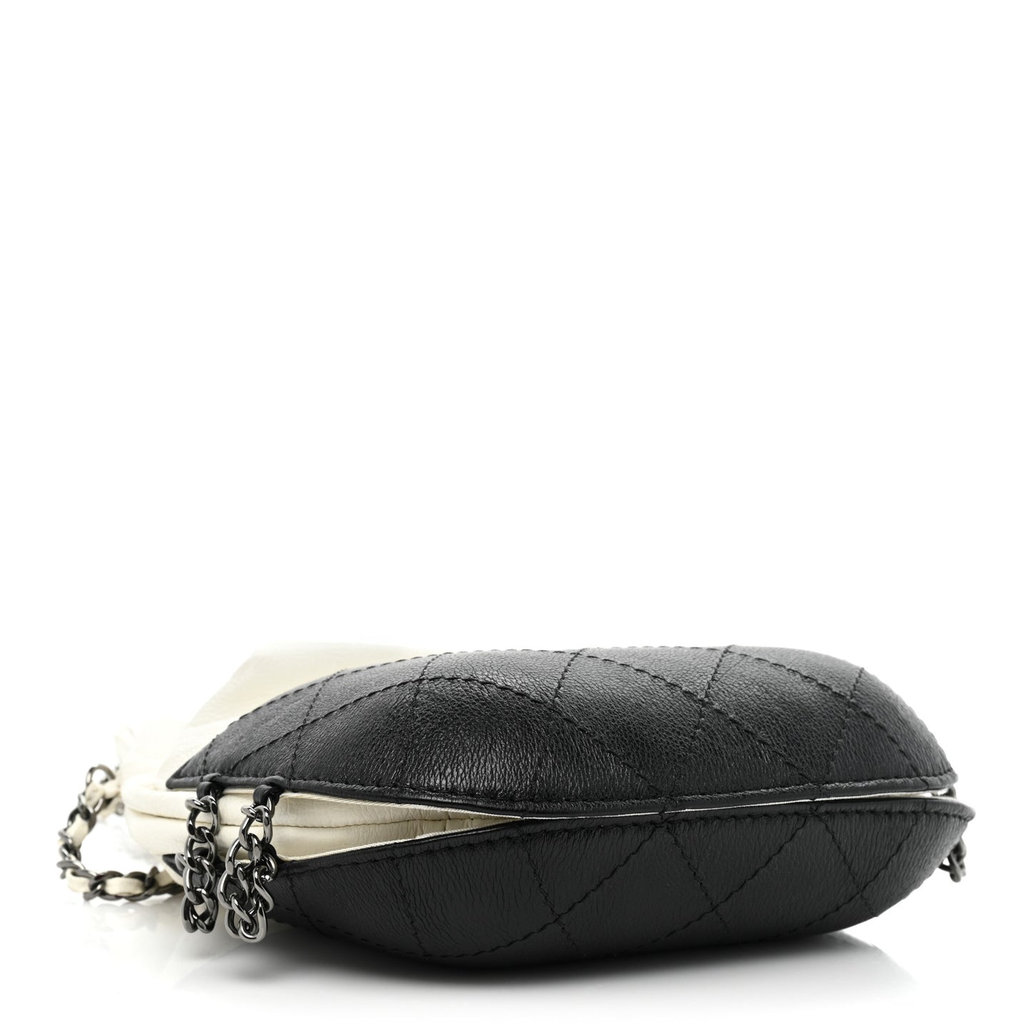 Aged Calfskin Quilted Small Gabrielle Bucket White Black