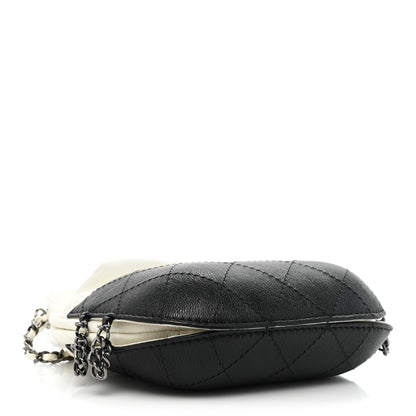 Chanel Aged Calfskin Quilted Small Gabrielle Bucket White Black 4 of 12