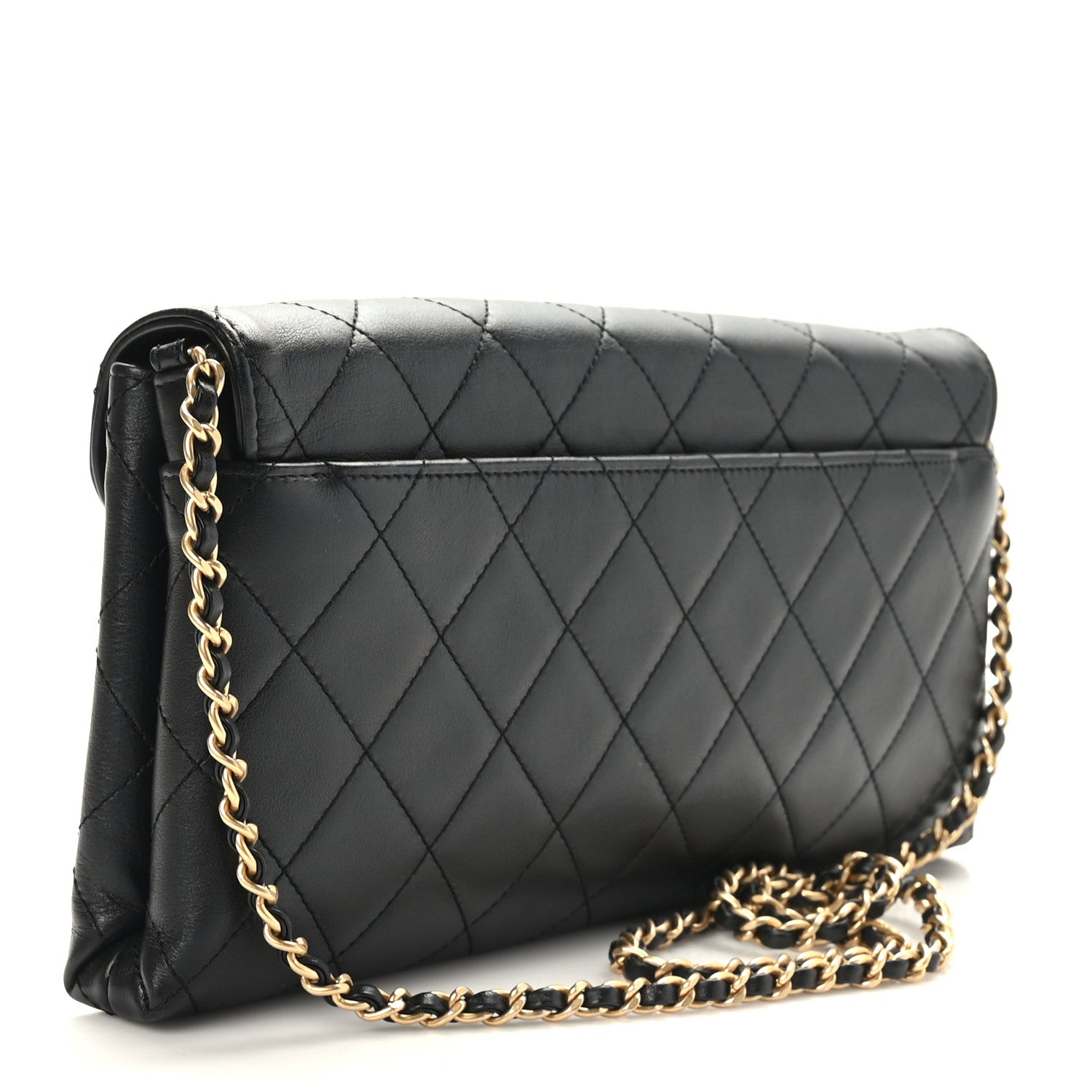Chanel Calfskin Quilted Enchained Clutch Black 3 of 10