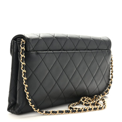 Chanel Calfskin Quilted Enchained Clutch Black 3 of 10