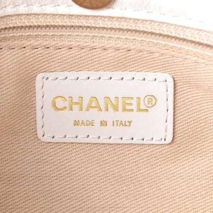 Chanel Lambskin Canvas CC Small Olsen Chain Shoulder Bag White Black 6 of 13