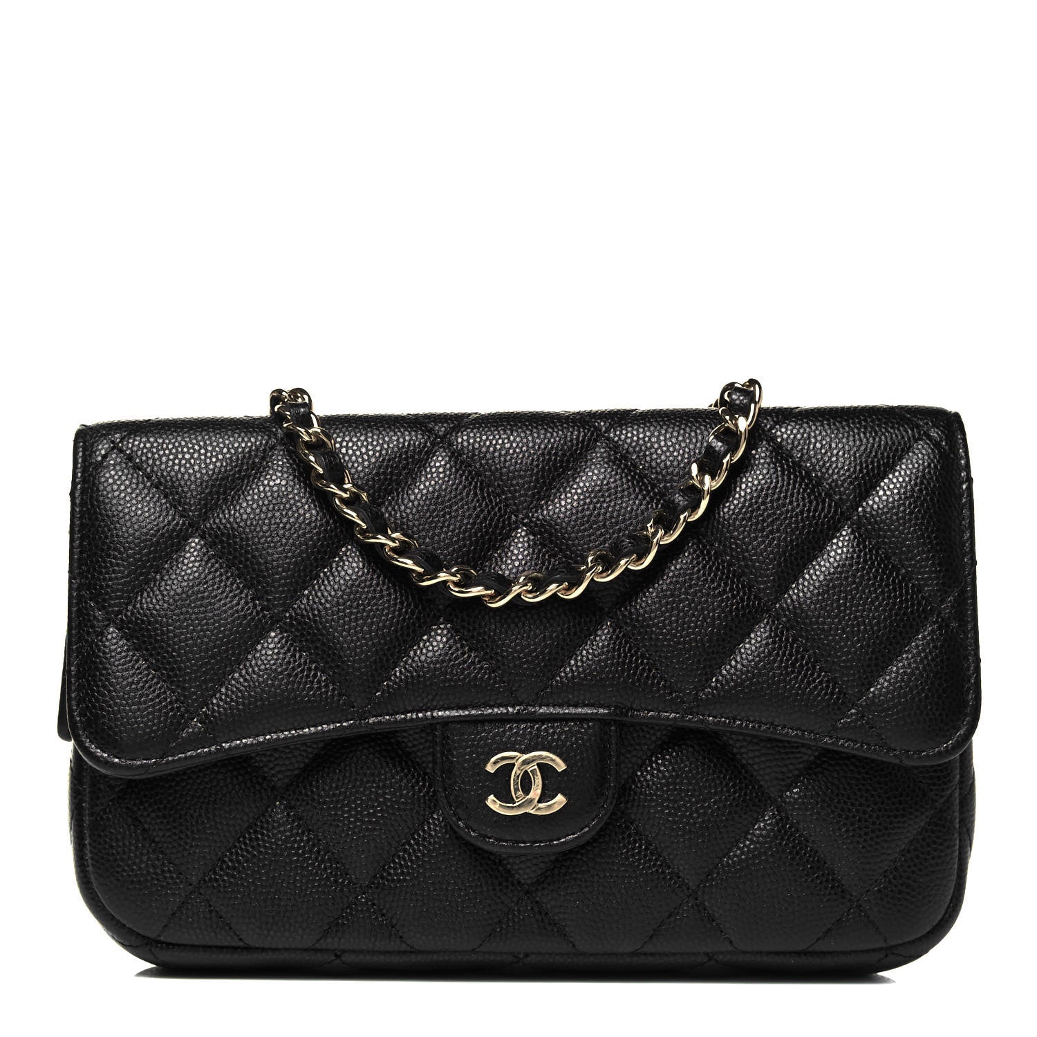 Chanel Caviar Quilted Flap Phone Holder With Chain Black 1 of 9
