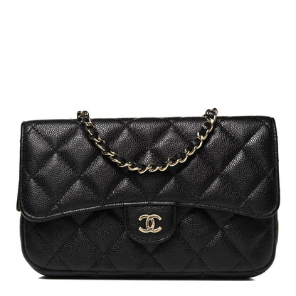 Chanel Caviar Quilted Flap Phone Holder With Chain Black 1 of 9