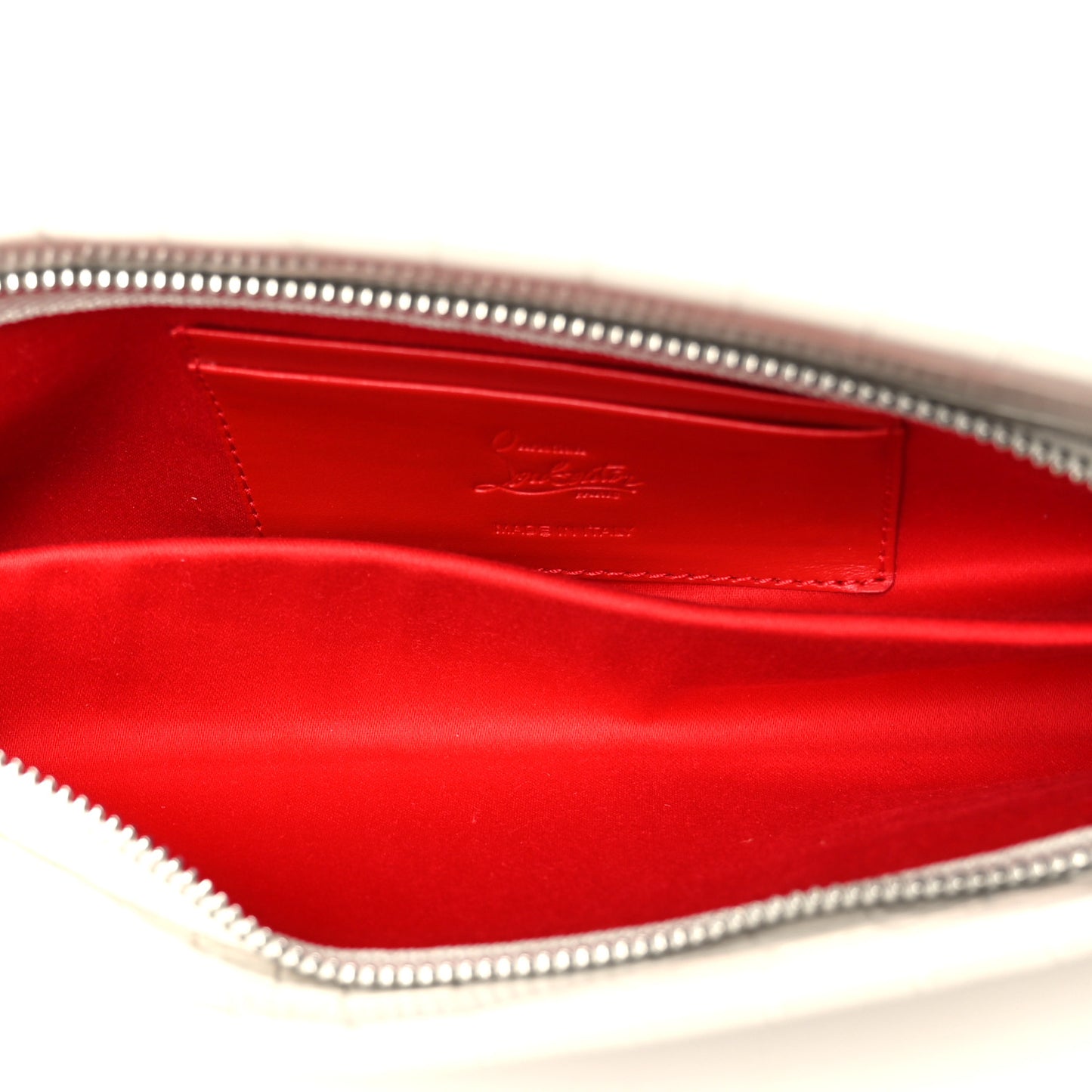 Loubitwist Crocodile Embossed Clutch White
