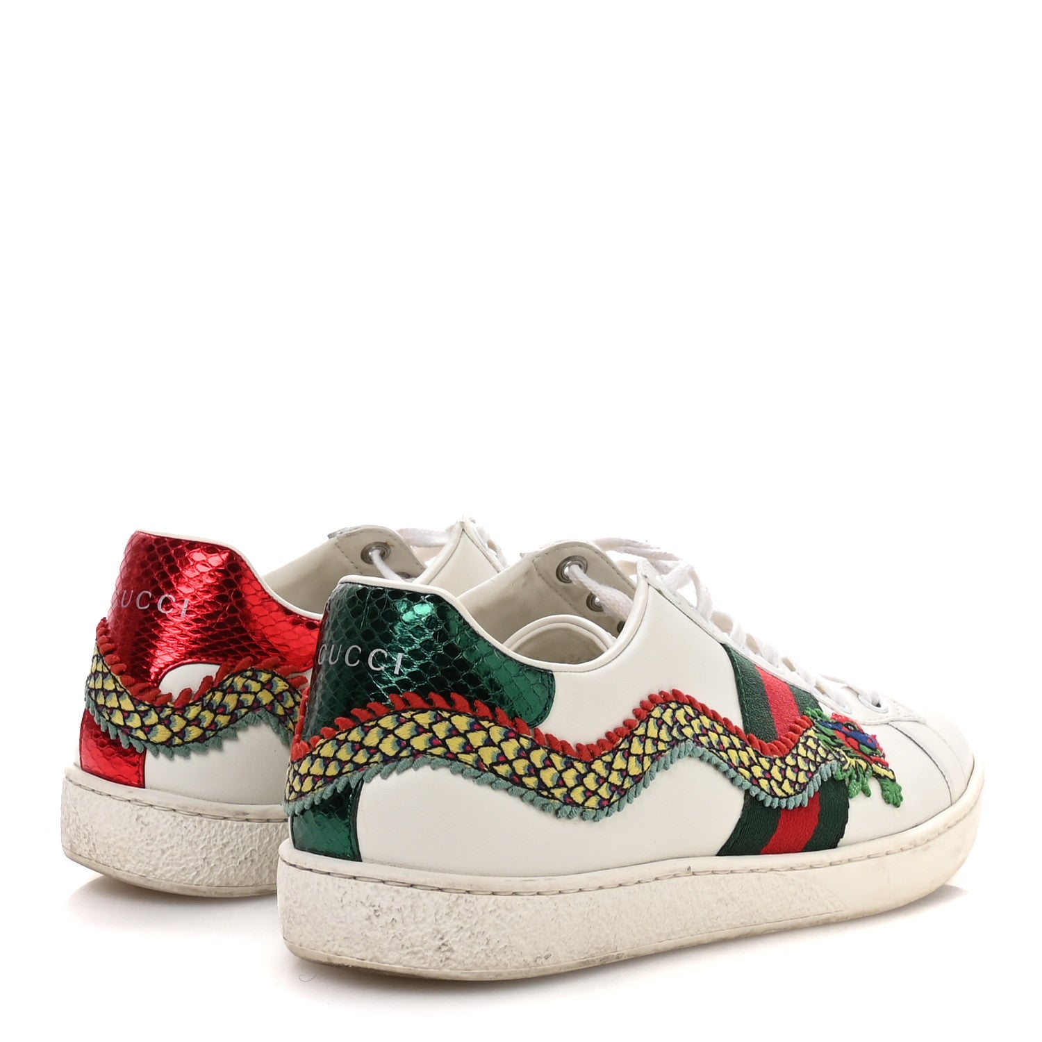 Gucci Calfskin Ayers Dragon Embroidered Womens Ace Sneakers 38 White 5 of 8