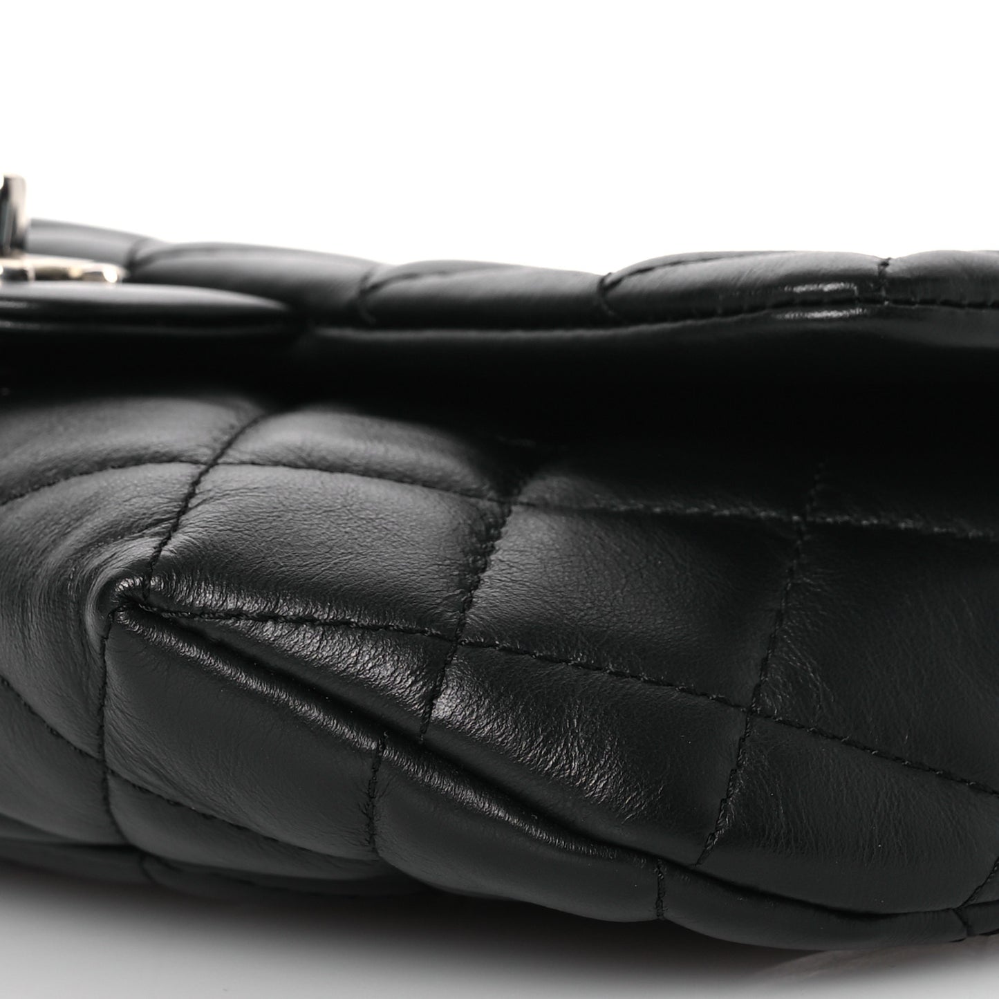 Calfskin Quilted CC Uniform Flap Belt Bag Black