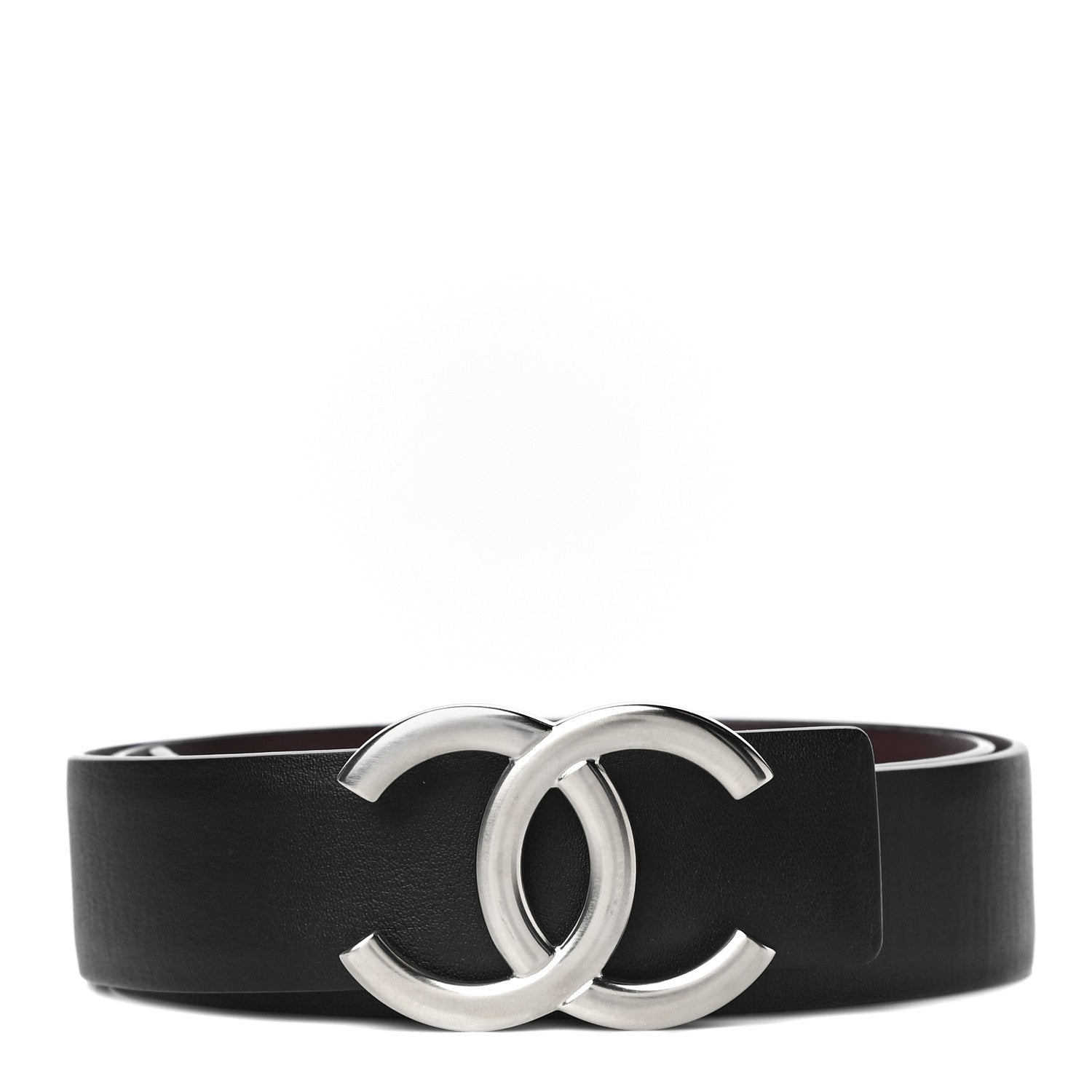 Chanel Calfskin CC Reversible Belt 75 Black Burgundy 1 of 8