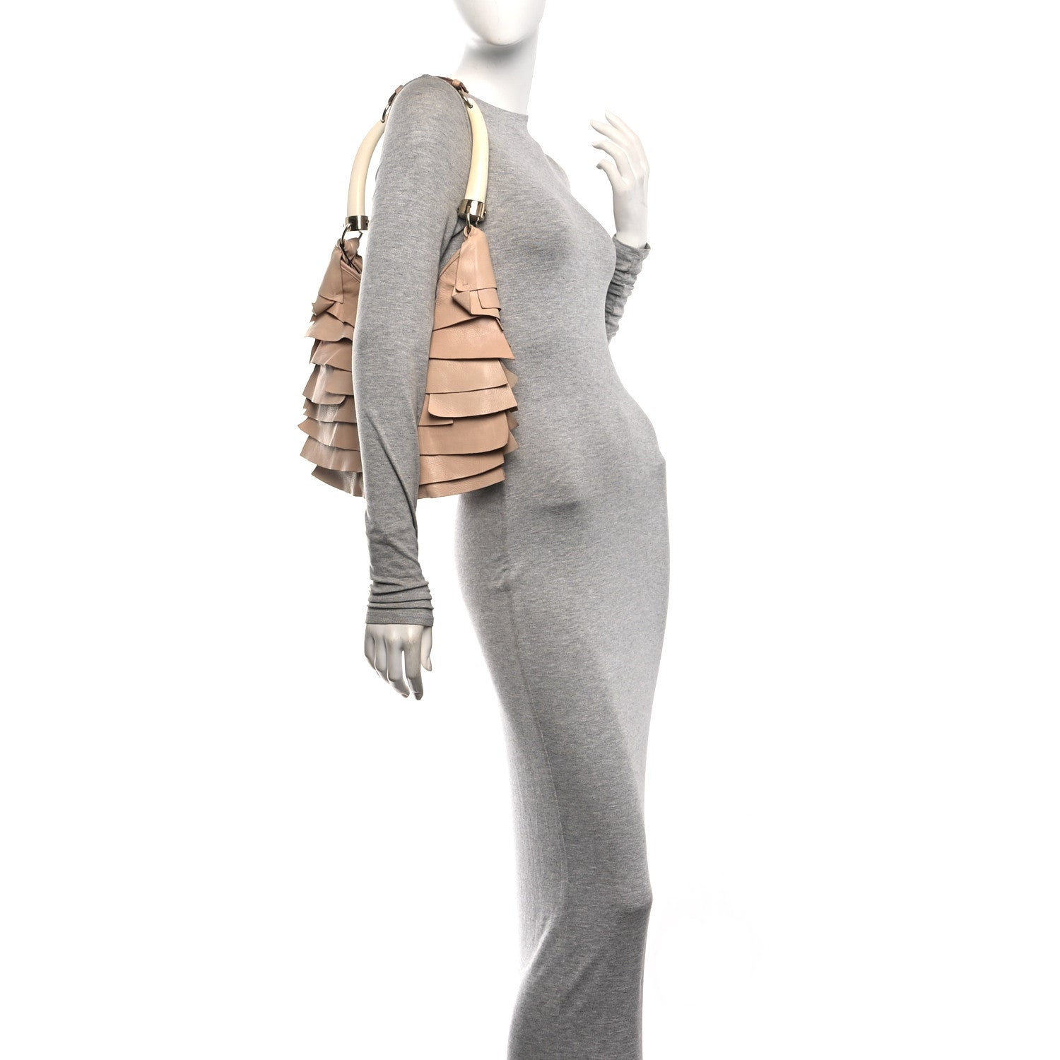 Saint Laurent Chevre Ruffle Saint Tropez Beige 2 of 10